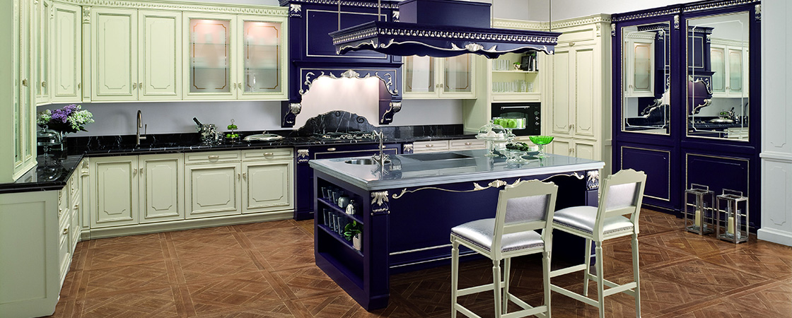Кухонная мебель синяя под заказ